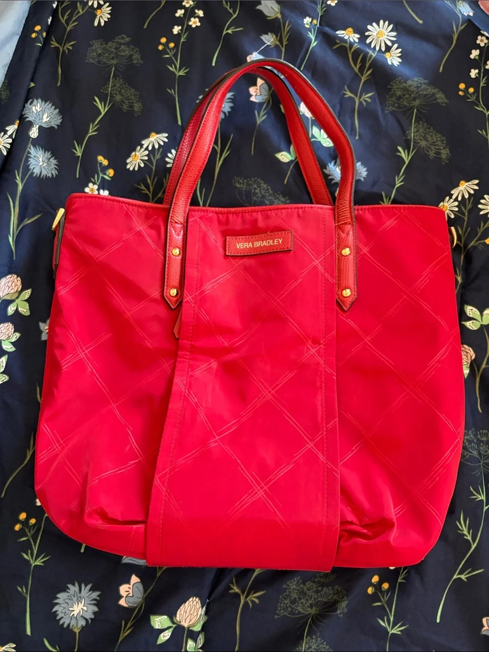 Vera Bradley Bright Red Quilted Tote